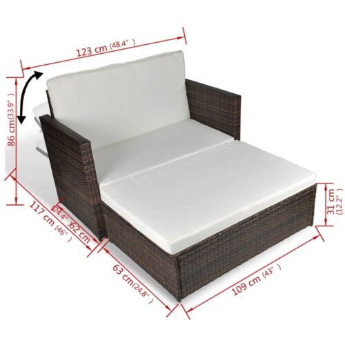 Garden Sofa Poly Rattan Brown - Image 7