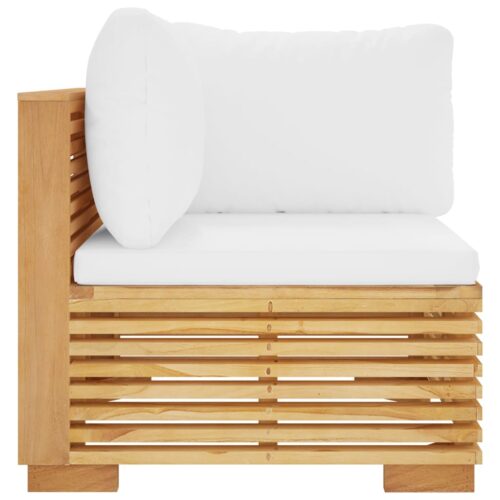 Garden Corner Sofa with Cream Cushions Solid Wood Teak - Image 3