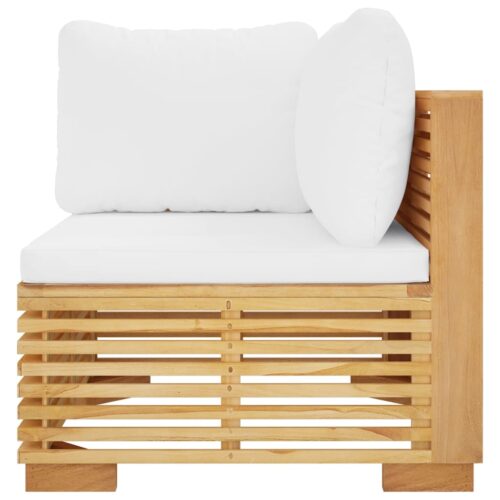 Garden Corner Sofa with Cream Cushions Solid Wood Teak - Image 4