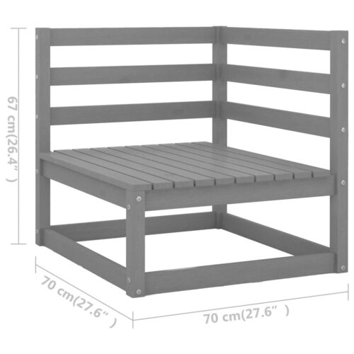 Garden Corner Sofa with Anthracite Cushions Solid Pinewood - Image 11