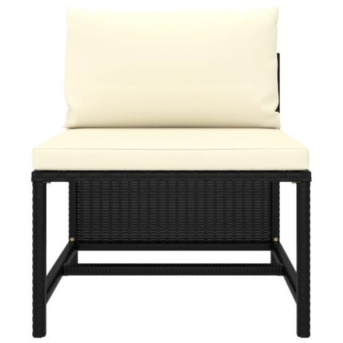 2-Piece Garden Sofa Set with Cushions Black Poly Rattan - Image 5
