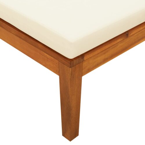 Sun Lounger with Cream White Cushions Solid Acacia Wood - Image 7