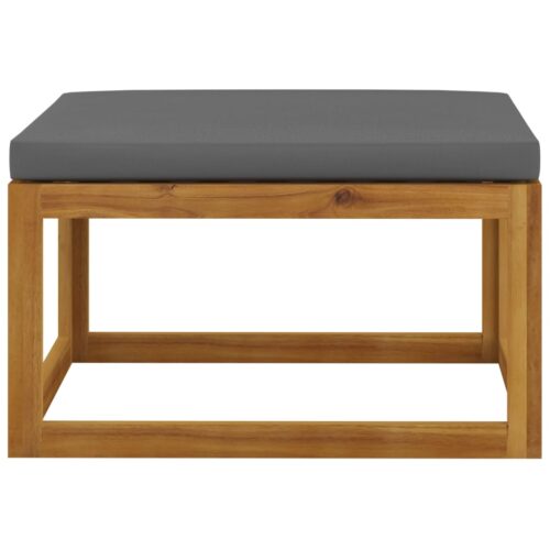 Footrest with Dark Grey Cushion Solid Acacia Wood - Image 3