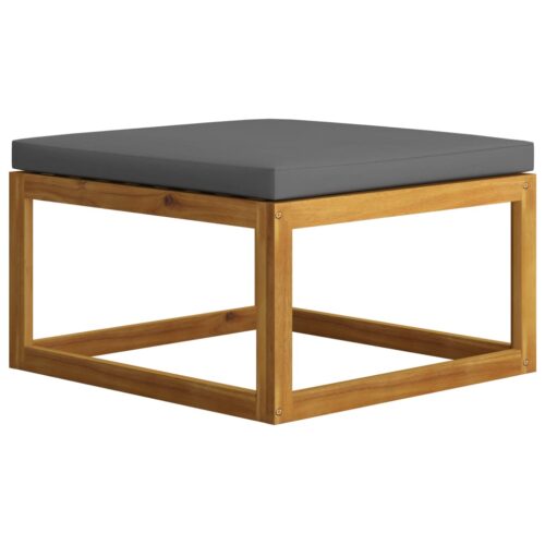 Footrest with Dark Grey Cushion Solid Acacia Wood - Image 4