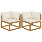 Sectional Corner Sofas 2pcs with Cushions Cream White