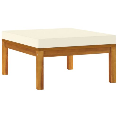 3-Piece Garden Lounge Set with Cream White Cushions Acacia Wood - Image 7