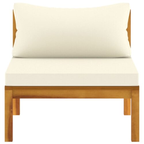 3-Piece Garden Lounge Set with Cream White Cushions Acacia Wood - Image 11