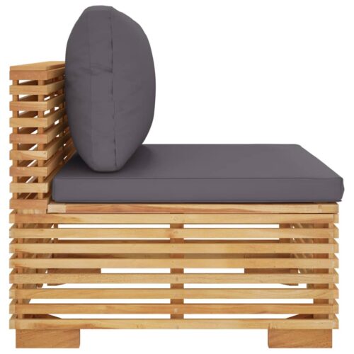 Garden Middle Sofa with Dark Grey Cushions Solid Wood Teak - Image 4