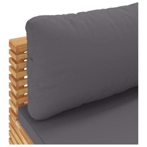 Garden Middle Sofa with Dark Grey Cushions Solid Wood Teak - Image 5