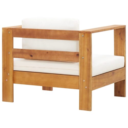 Garden Chair with Cushion Cream Solid Acacia Wood - Image 5