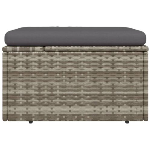 Garden Footrest with Cushion Grey 55x55x30cm Poly Rattan - Image 5