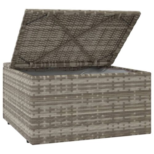 Garden Footrest with Cushion Grey 55x55x30cm Poly Rattan - Image 6