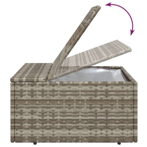 Garden Footrest with Cushion Grey 55x55x30cm Poly Rattan - Image 7