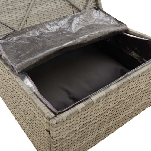 Garden Footrest with Cushion Grey 55x55x30cm Poly Rattan - Image 9