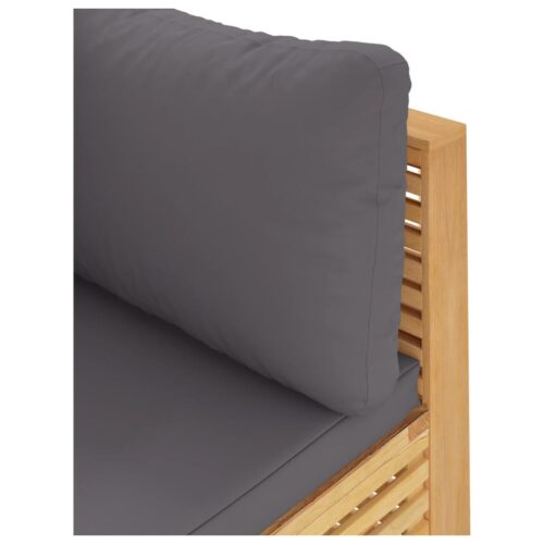Garden Corner Sofa with Dark Grey Cushions Solid Wood Teak - Image 5
