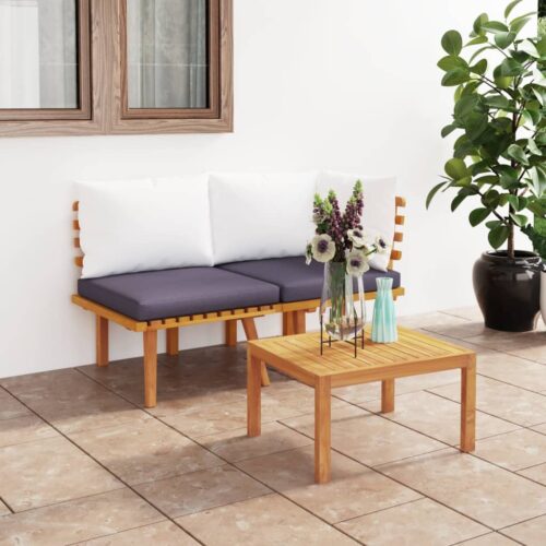 2-Piece Garden Lounge Set with Cushions Solid Acacia Wood - Image 2