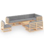 10-Piece Garden Lounge Set with Cushions Pine Wood Outdoor Patio Furniture