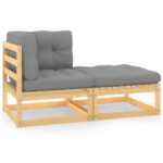 2-Piece Garden Lounge Set with Cushions Solid Pinewood