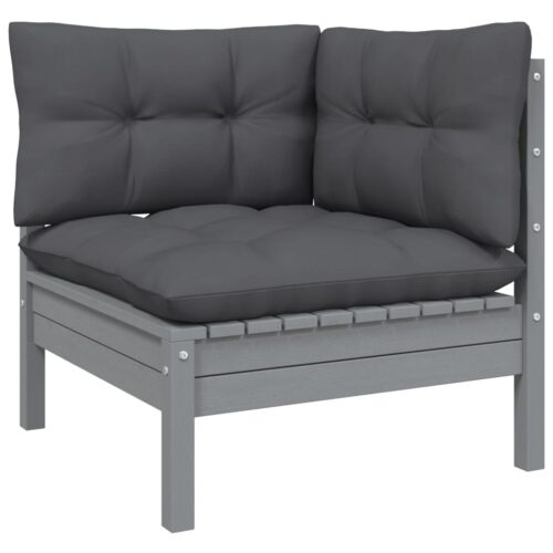 2-Seater Garden Sofa with Anthracite Cushions Solid Wood Pine - Image 4
