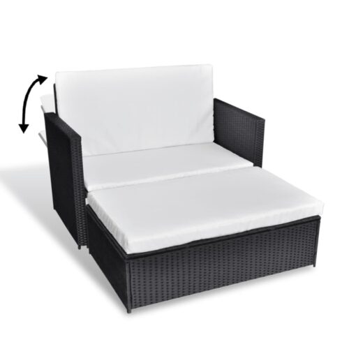 2-Piece Garden Lounge Set with Cushions Poly Rattan Black - Image 3