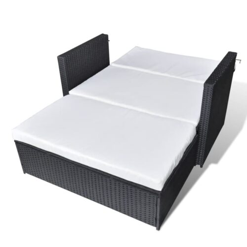 2-Piece Garden Lounge Set with Cushions Poly Rattan Black - Image 5