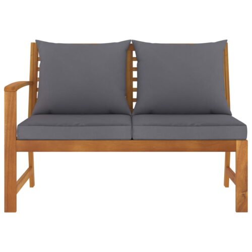 Garden Bench 114.5cm with Dark Grey Cushion Solid Acacia Wood - Image 3