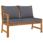 Garden Bench 114.5cm with Dark Grey Cushion Solid Acacia Wood