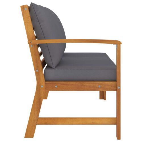 Garden Bench 114.5cm with Dark Grey Cushion Solid Acacia Wood - Image 4