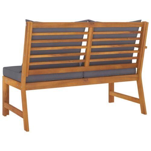Garden Bench 114.5cm with Dark Grey Cushion Solid Acacia Wood - Image 5