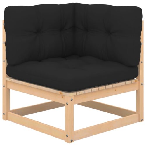 Garden Corner Sofa with Anthracite Cushions Solid Pinewood - Image 2