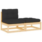 2-Piece Garden Lounge Set with Cushions Solid Pinewood