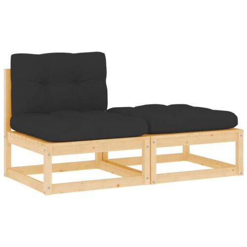 2-Piece Garden Lounge Set with Cushions Solid Pinewood