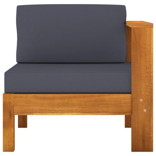 Middle Sofa with 1 Armrest Dark Grey Solid Acacia Wood - Image 6