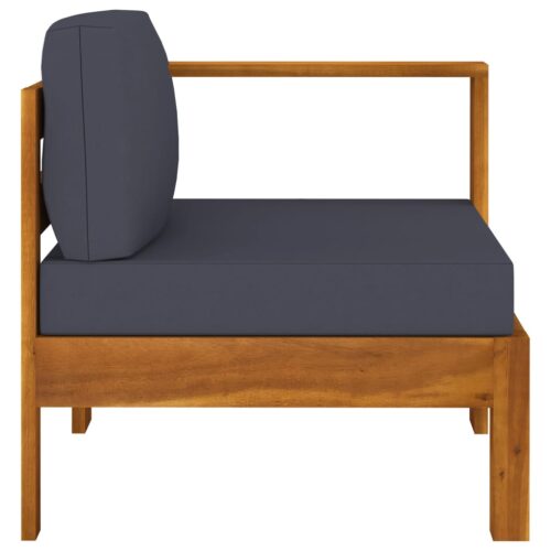 Middle Sofa with 1 Armrest Dark Grey Solid Acacia Wood - Image 3