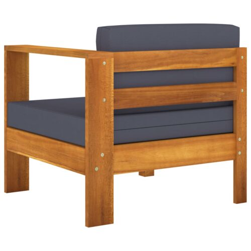 Middle Sofa with 1 Armrest Dark Grey Solid Acacia Wood - Image 4