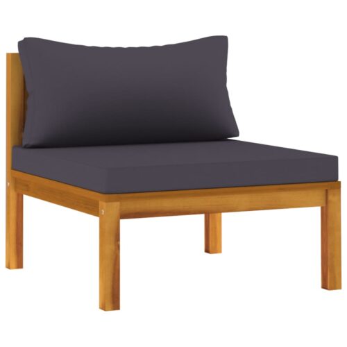 2-Piece Sofa Set with Dark Grey Cushions Solid Acacia Wood - Image 3
