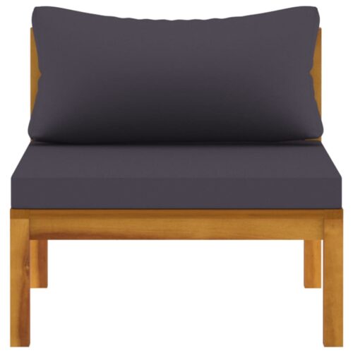 2-Piece Sofa Set with Dark Grey Cushions Solid Acacia Wood - Image 4