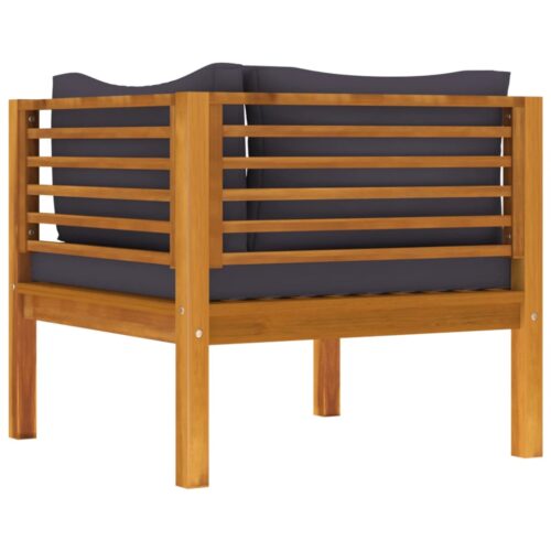 2-Piece Sofa Set with Dark Grey Cushions Solid Acacia Wood - Image 6