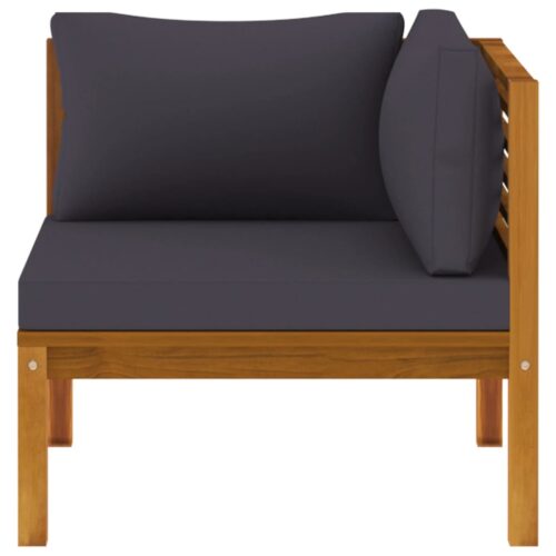 2-Piece Sofa Set with Dark Grey Cushions Solid Acacia Wood - Image 8