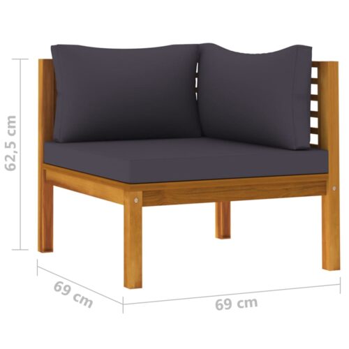 2-Piece Sofa Set with Dark Grey Cushions Solid Acacia Wood - Image 11