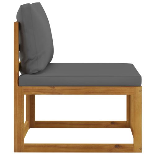 Sectional Middle Sofa Dark Grey Cushion Solid Acacia Wood - Image 3