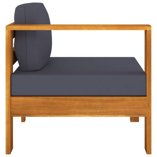 Middle Sofa with 1 Armrest Dark Grey Solid Acacia Wood - Image 3