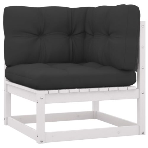 Garden Corner Sofa with Anthracite Cushions Solid Pinewood