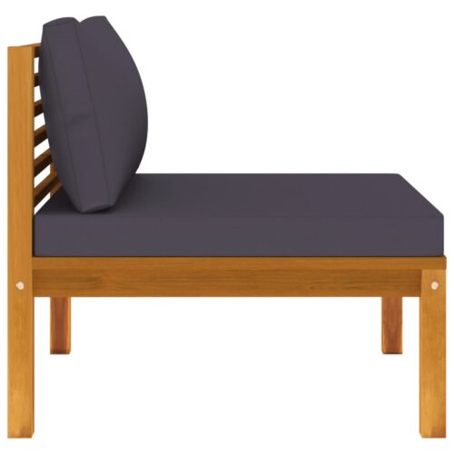 3-Piece Garden Lounge Set with Dark Grey Cushions Acacia Wood - Image 5