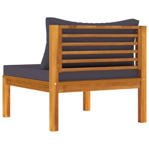 3-Piece Garden Lounge Set with Dark Grey Cushions Acacia Wood - Image 6