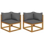 Sectional Corner Sofas 2pcs with Cushions Dark Grey