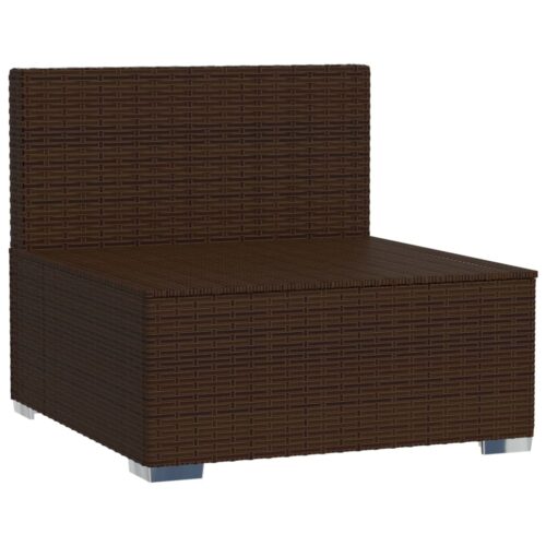 Garden Middle Sofa with Cushions Brown Poly Rattan - Image 3