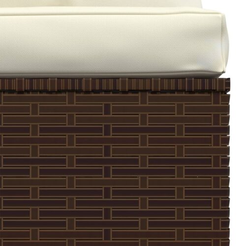 Garden Middle Sofa with Cushions Brown Poly Rattan - Image 6