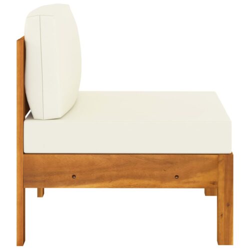 Middle Sofa with Cream White Cushions Solid Acacia Wood - Image 3