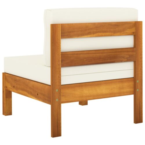 Middle Sofa with Cream White Cushions Solid Acacia Wood - Image 4